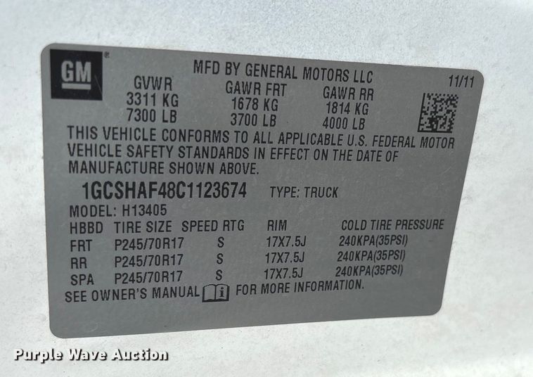 image for item EF1000 2012 Chevrolet Express 1500 van