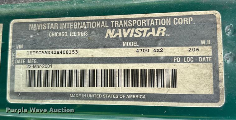 image for item EF2300 2002 International 4700 box truck