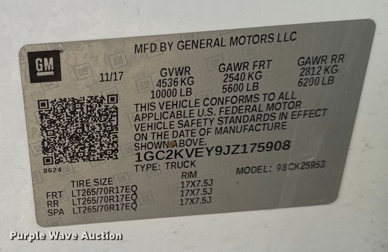 image for item EF2428 2018 Chevrolet Silverado Ext. Cab pickup truck