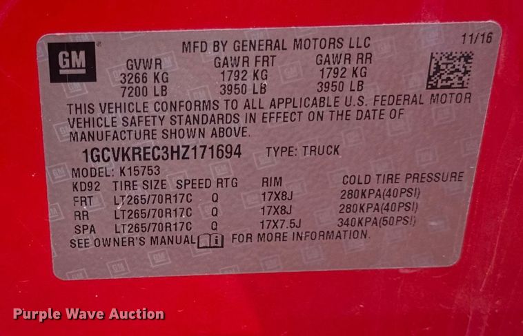 image for item EF2429 2017 Chevrolet Silverado 1500 Ext. Cab pickup truck