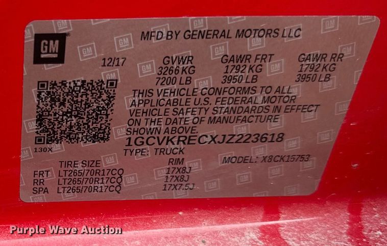 image for item EF2432 2018 Chevrolet Silverado 1500 Ext. Cab pickup truck