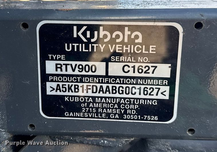 image for item EG1812 2011 Kubota RTV900 utility vehicle