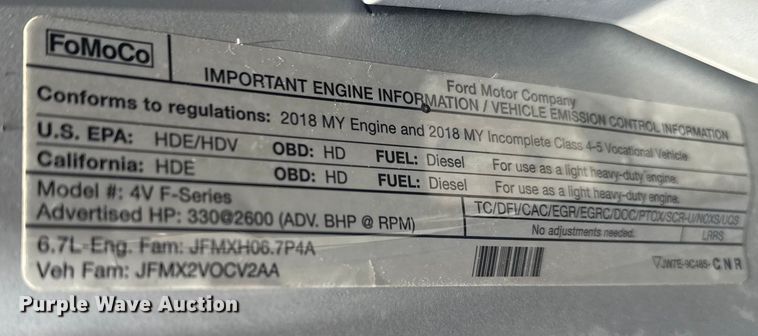 image for item EG2043 2018 Ford F450 Super Duty XL Ext. Cab flatbed pickup truck