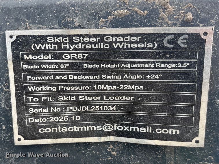 image for item EI5708 2025 Giyi GR87 skid steer grader