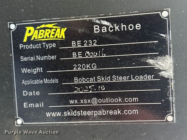 image for item EI5728 2025 Pabreak BE232 skid steer backhoe