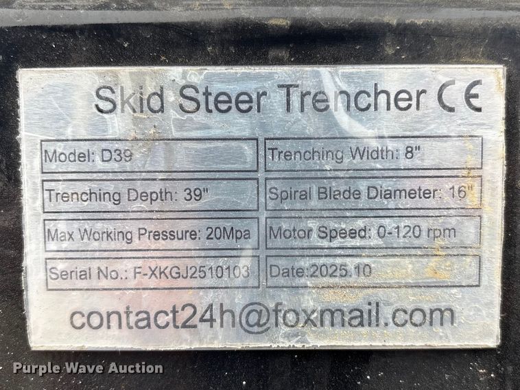 image for item EI5732 2025 Giyi D39 skid steer trencher