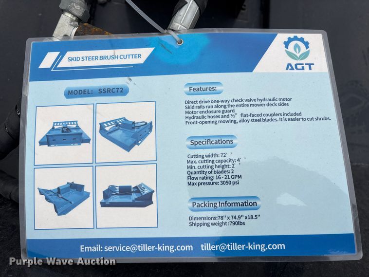 image for item EI5733 2025 AGT SSRC72 skid steer brush cutter 