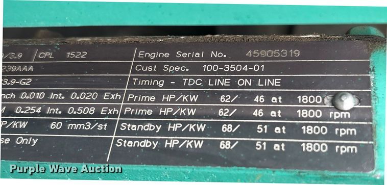image for item EI5734 1999 Onan DGBC-3378897 generator