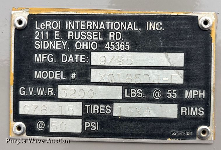 image for item EI5735 1996 LeRoi XQ185DJ-E air compressor