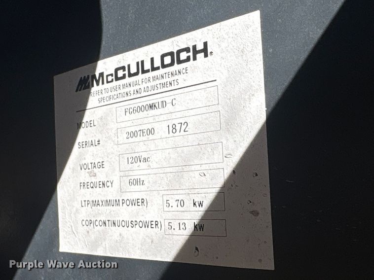 image for item EI5737 (3) McCulloch FG6000MKUD-C generators