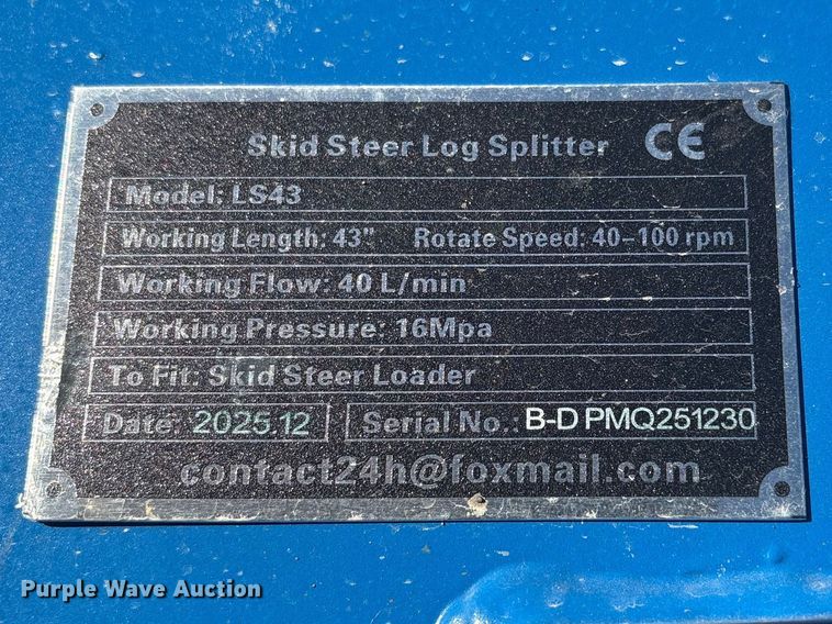 image for item EI5740 2025 Giyi LS43  skid steer spiral log splitter