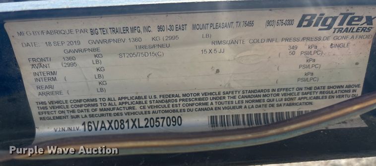 image for item ER7504 2020 Big Tex 30ES utility trailer