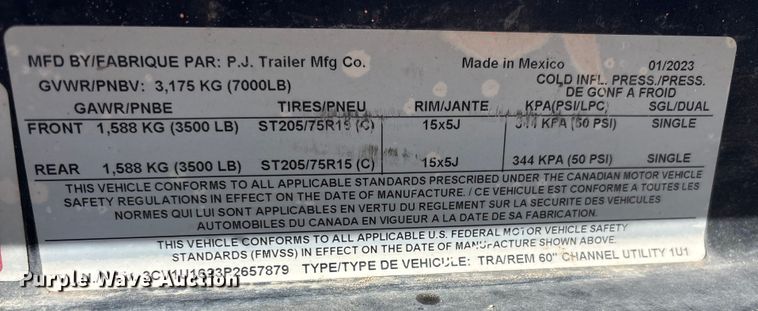 image for item ER7506 2023 PJ Trailers utility trailer