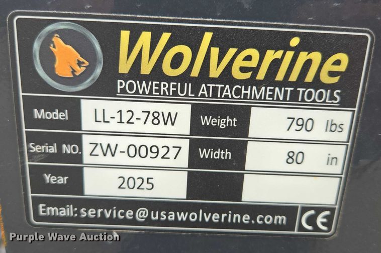 image for item ES2837 2025 Wolverine LL-12-78W skid steer land plane