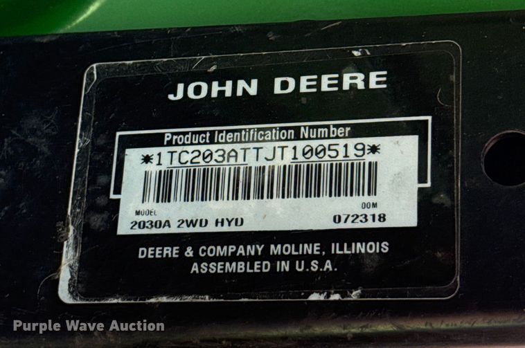 image for item ES5601 2018 John Deere 2030A utility vehicle