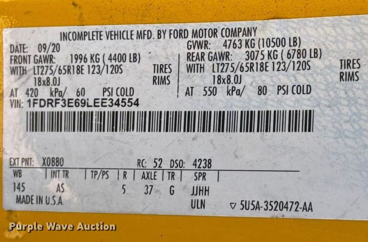 image for item ES5701 2020 Ford F350 utility bed pickup truck