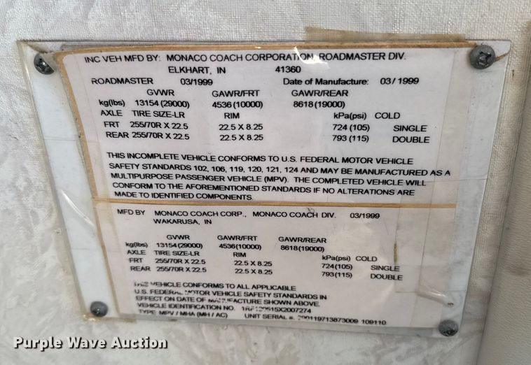 image for item ES5770 1999 Monaco Diplomat RV