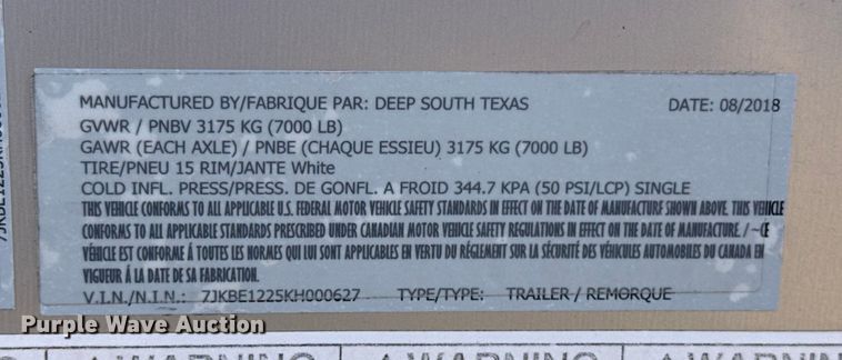 image for item ES5772 2019 Deep South Texas enclosed cargo trailer