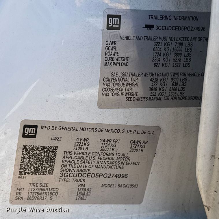 image for item ES5778 2023 Chevrolet Silverado 1500 Crew Cab pickup truck