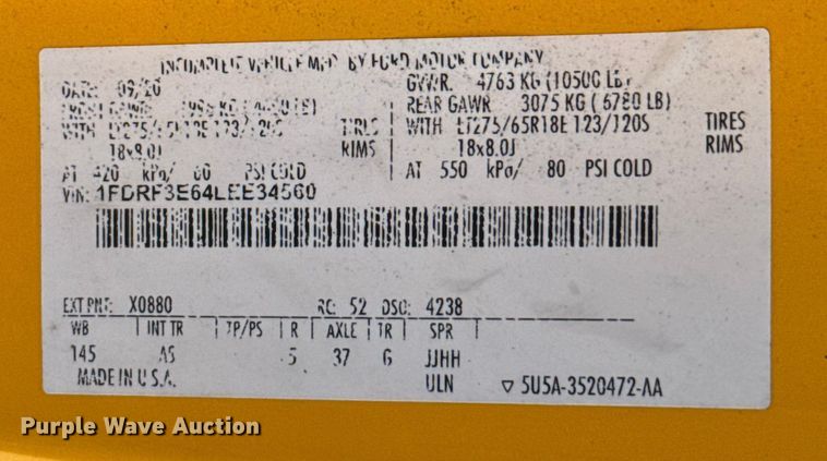 image for item ES5780 2020 Ford F350 Super Duty utility bed pickup truck