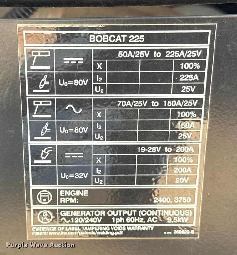 image for item ES5843 Miller Bobcat 225 welder/generator