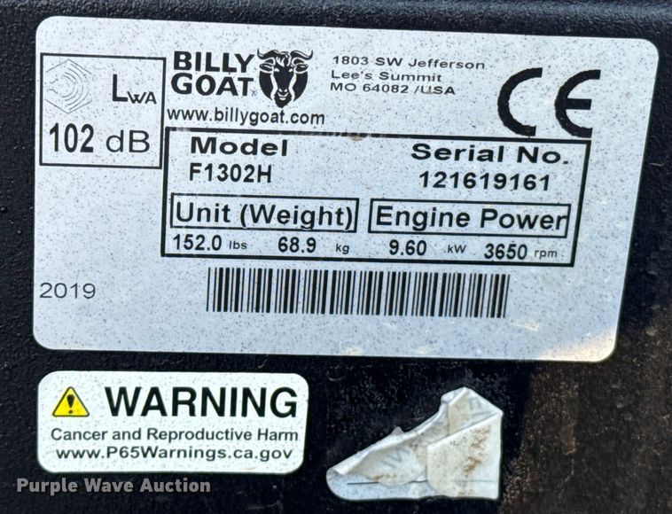 image for item ES5850 Billy Goat F1302H leaf blower