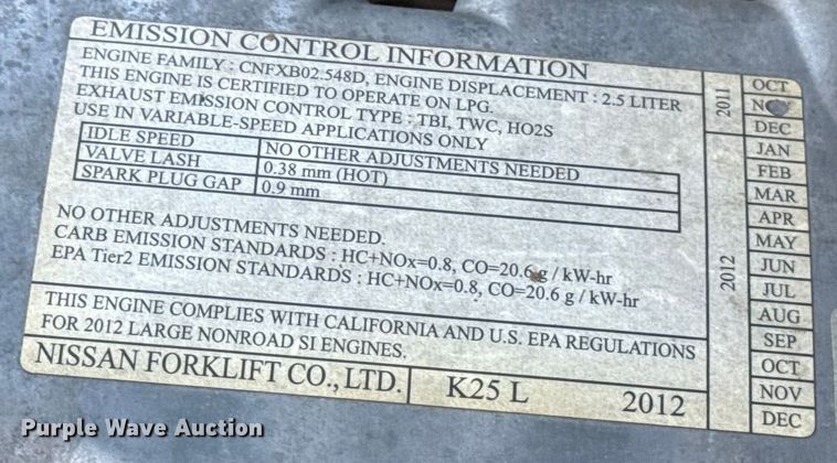 image for item ES5852 Nissan MCUG1F2F30LV forklift