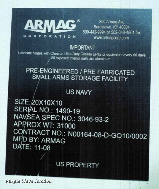 image for item ES5880 Armag Corporation 1490-19 high-security modular storage