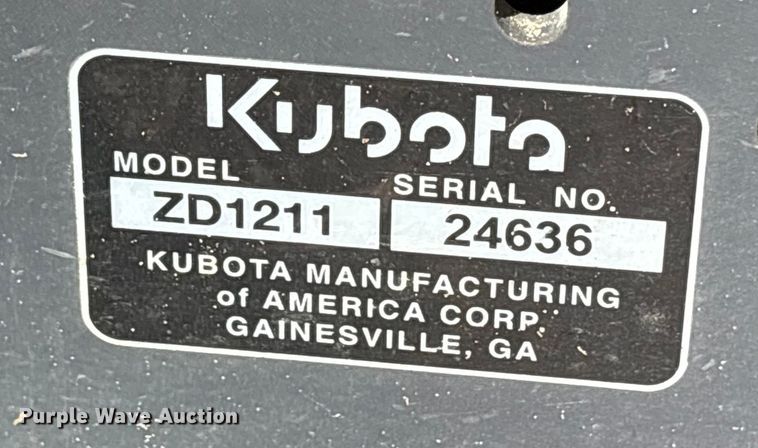 image for item ES8549 2019 Kubota ZD1211 ZTR lawn mower