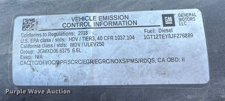 image for item ES8554 2018 GMC Sierra 2500HD Crew Cab utility bed pickup truck