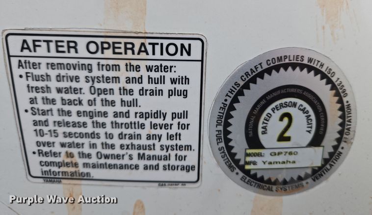 image for item ET1172 2000 YAMA GP760Y (2) personal watercrafts