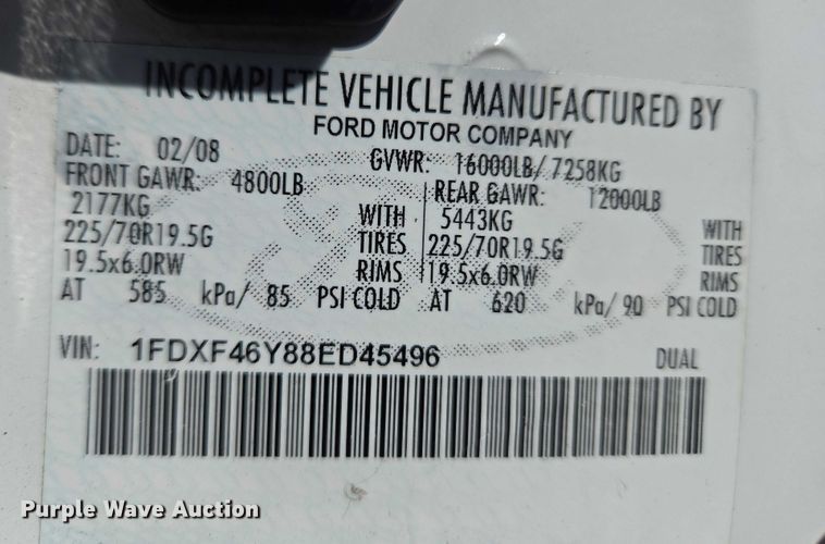 image for item ET1265 2008 Ford F450 bucket truck