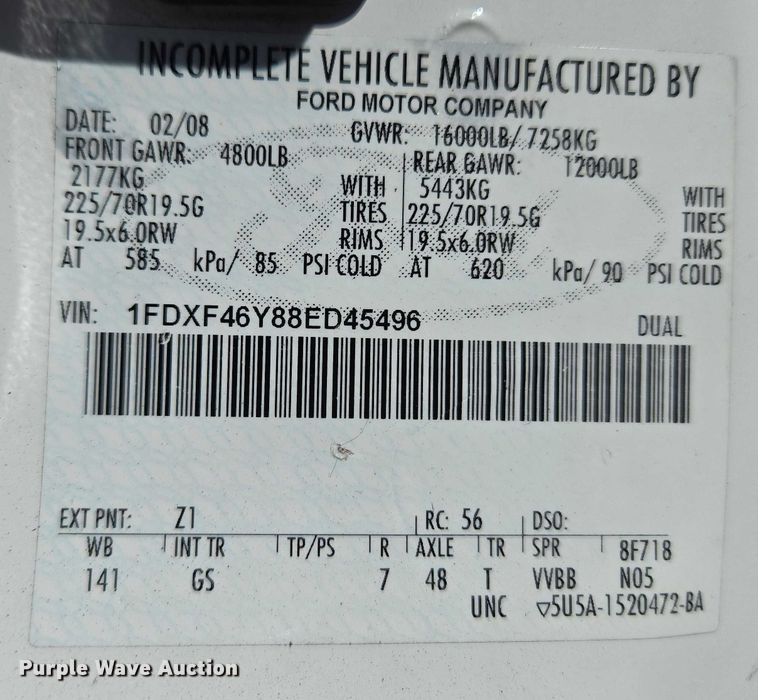 image for item ET1265 2008 Ford F450 bucket truck