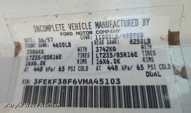 image for item ET1266 1997 Ford F350 bucket truck