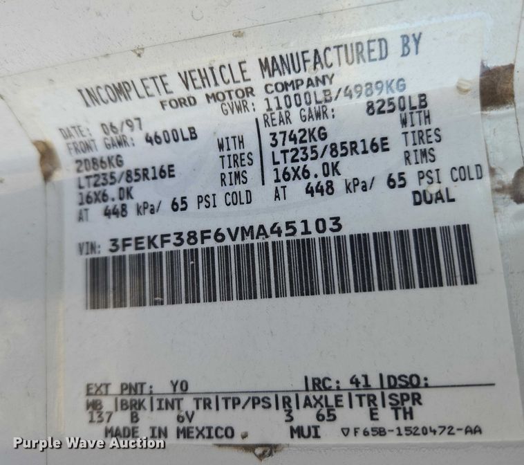 image for item ET1266 1997 Ford F350 bucket truck