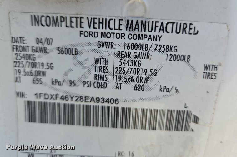 image for item ET1267 2008 Ford F450 bucket truck