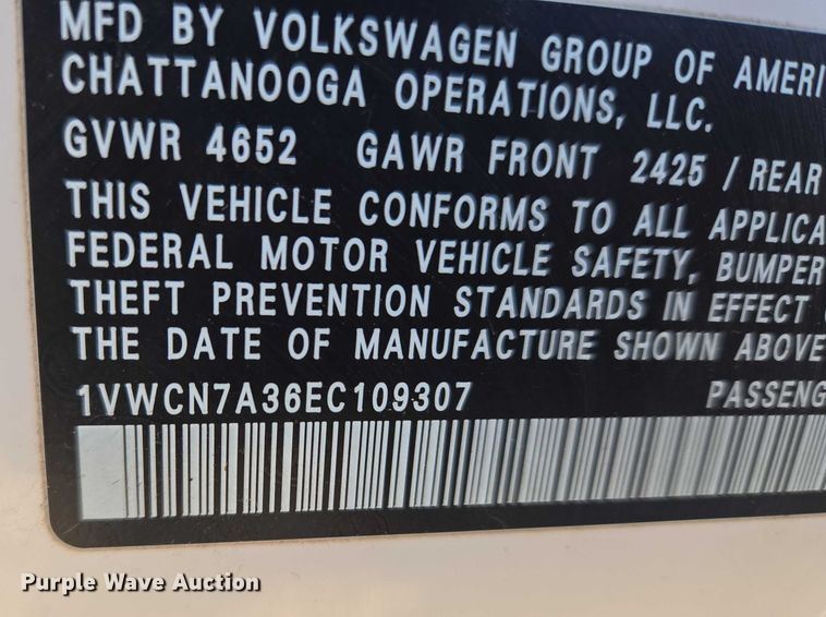 image for item ET1283 2014 Volkswagen Passat 