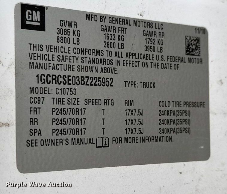 image for item ET4394 2011 Chevrolet Silverado 1500 Ext. Cab pickup truck