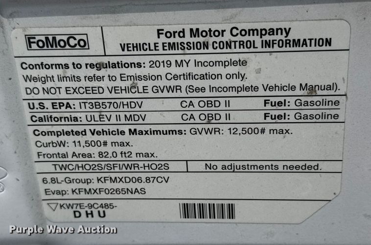 image for item ET4448 2019 Ford E350 Super Duty box truck