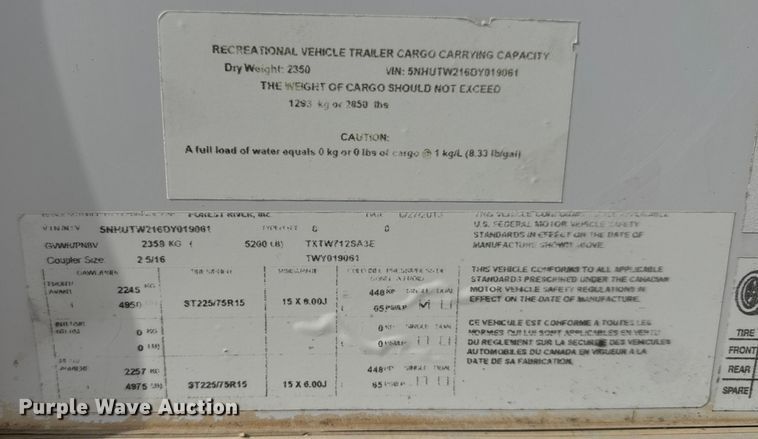 image for item ET4457 2013 Continental TXTW14SA enclosed cargo trailer