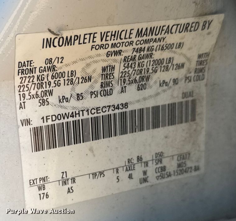 image for item ET4485 2012 Ford F450 Super Duty XL utility / service truck