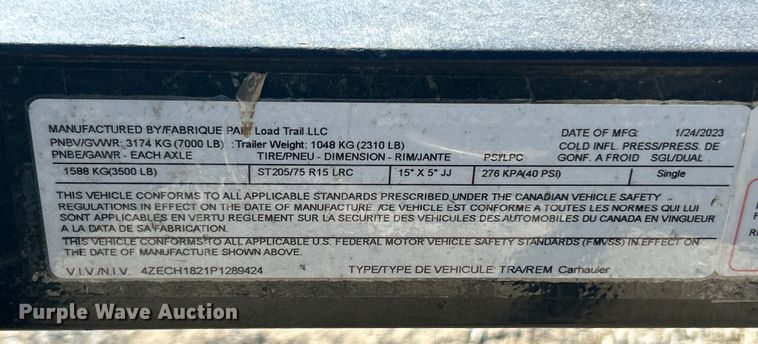 image for item ET6954 2023 Load Trail 4ze utility trailer