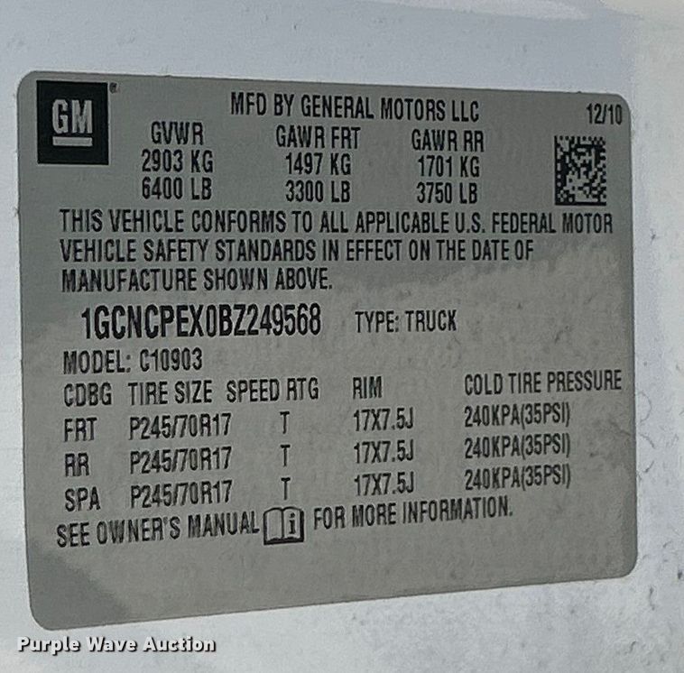 image for item ET6981 2011 Chevrolet Silverado 1500 pickup truck