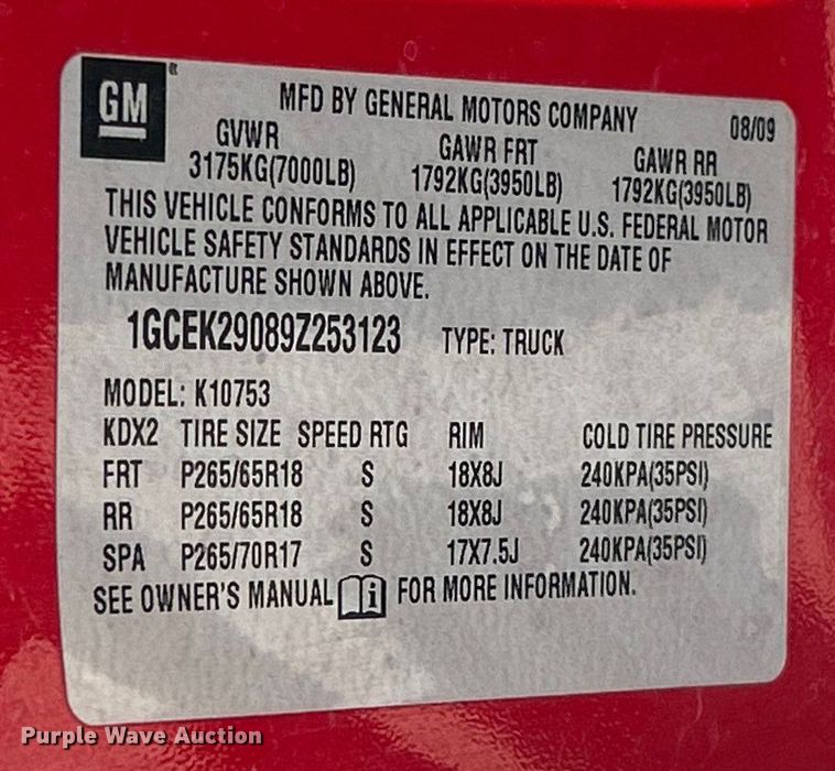 image for item ET6982 2009 Chevrolet  Silverado 1500 LT Crew Cab pickup truck