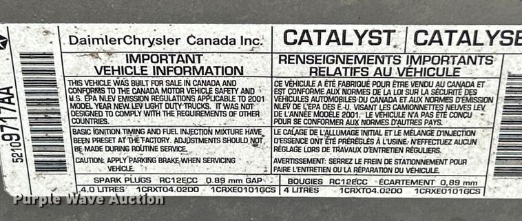 image for item ET6983 2001 Jeep Wrangler Sport SUV