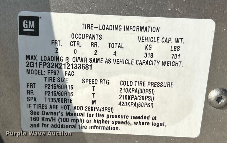 image for item ET6984 2001 Chevrolet Camaro 