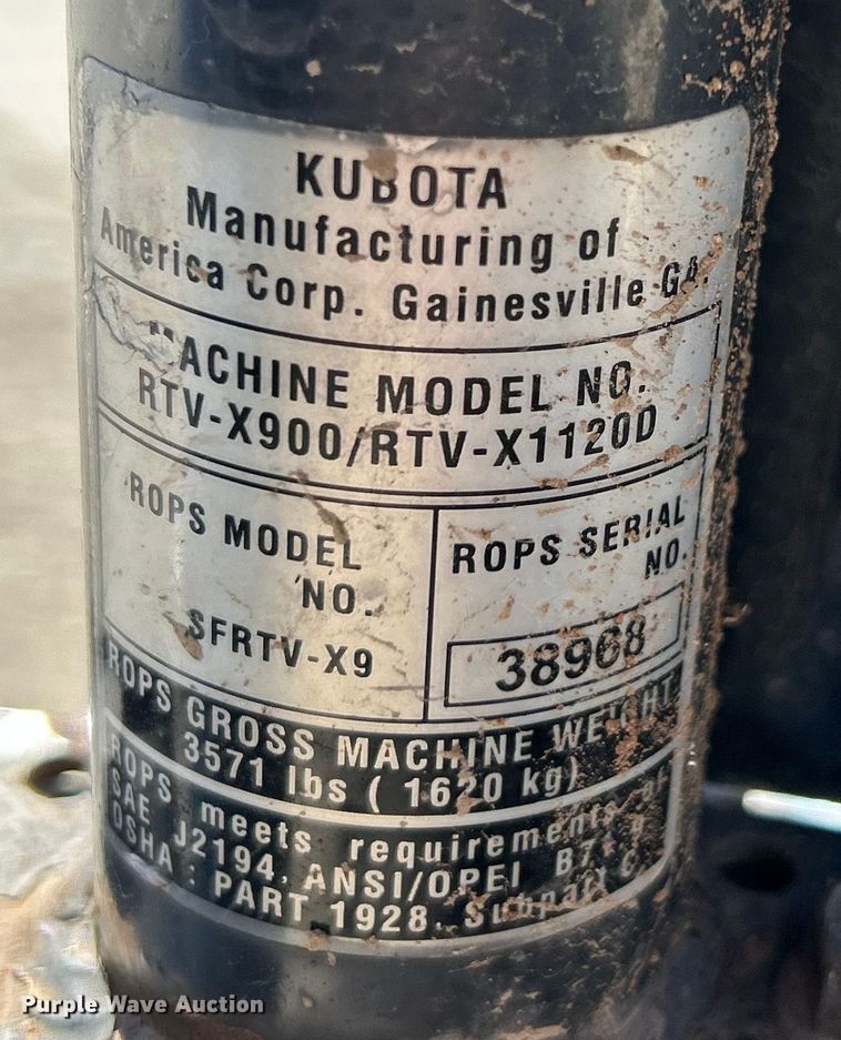 image for item ET6986 Kubota RTV-X900 utility vehicle