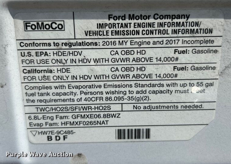 image for item ET6988 2017 Ford E450 van cab and chassis