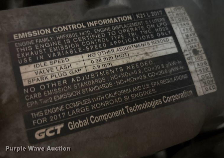 image for item ET8654 2017 UniCarriers PF50 forklift