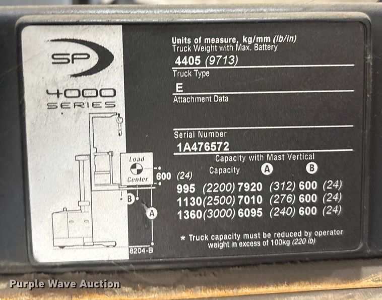 image for item EU0272 2016 Crown SP4050-30 order picker